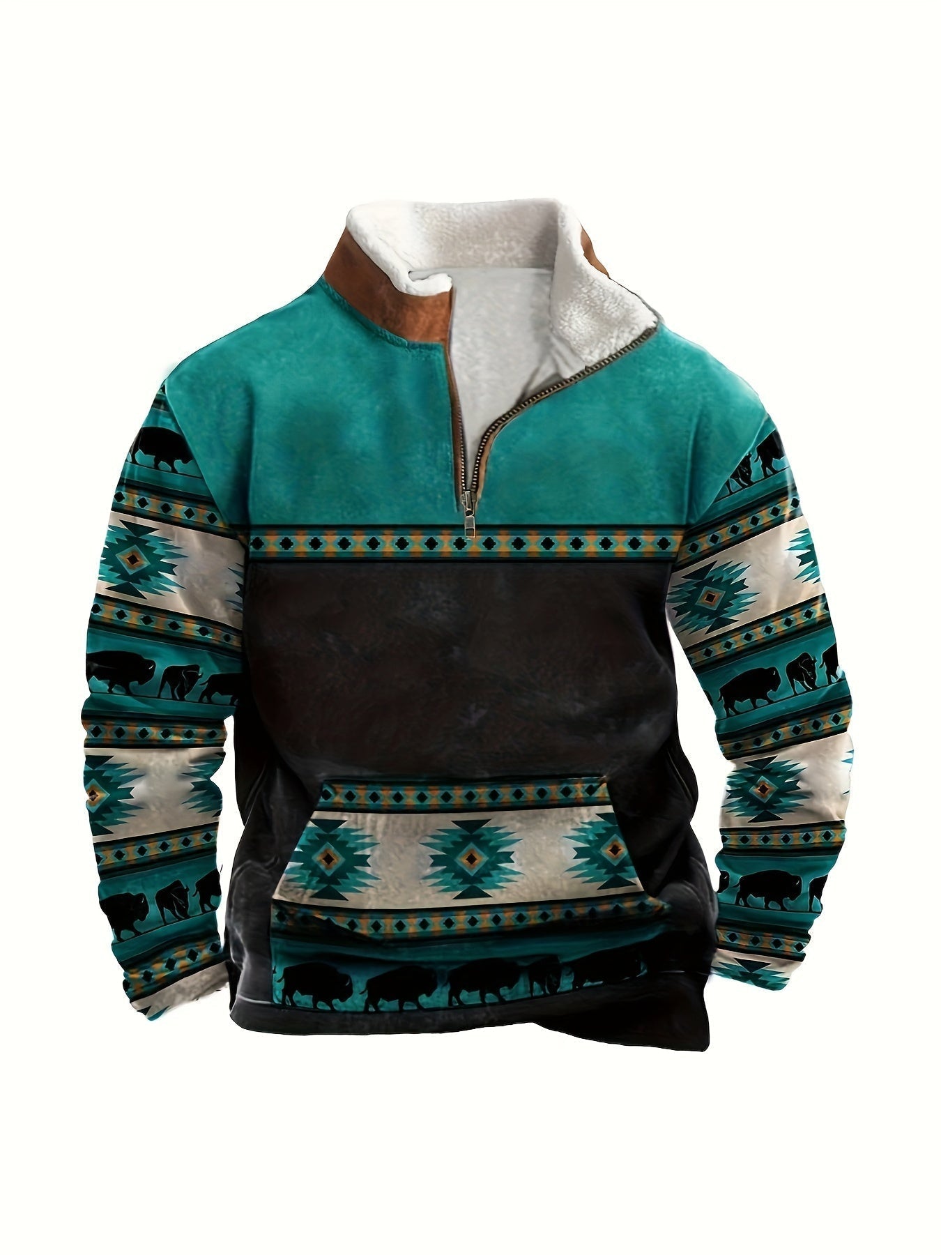 Fleeceforet retro sweatshirt til mænd