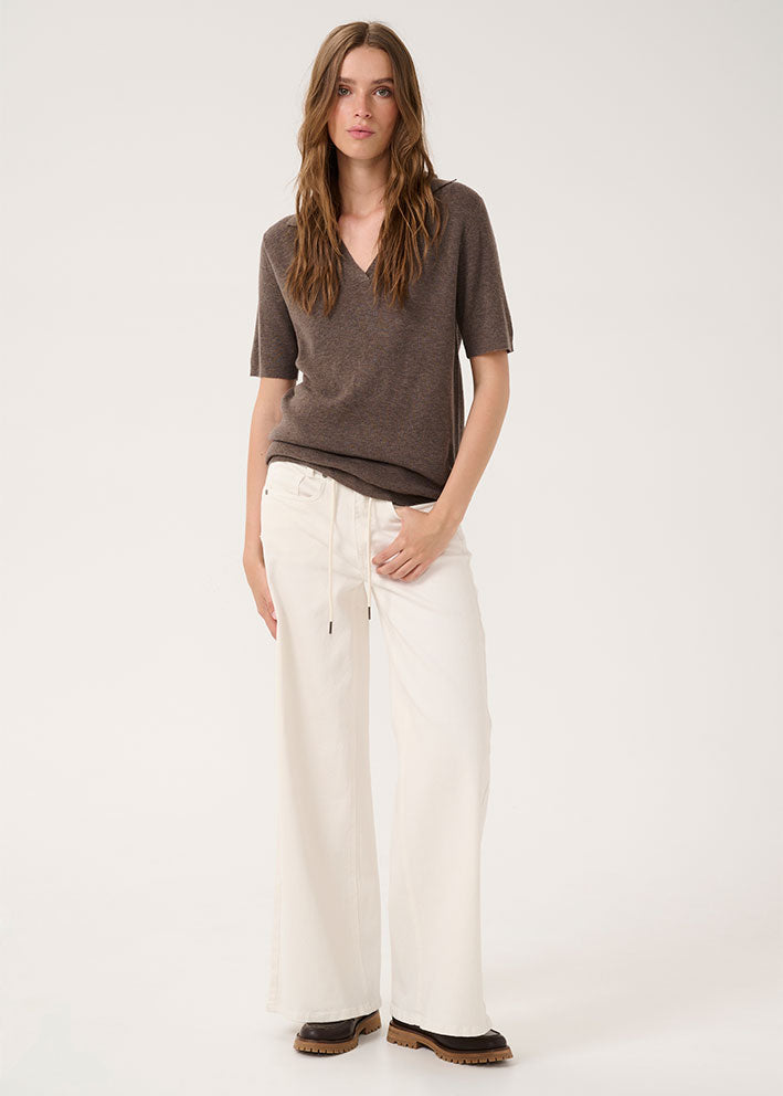 My Essential Wardrobe Polly Polo Bluse - Major Brown Melange