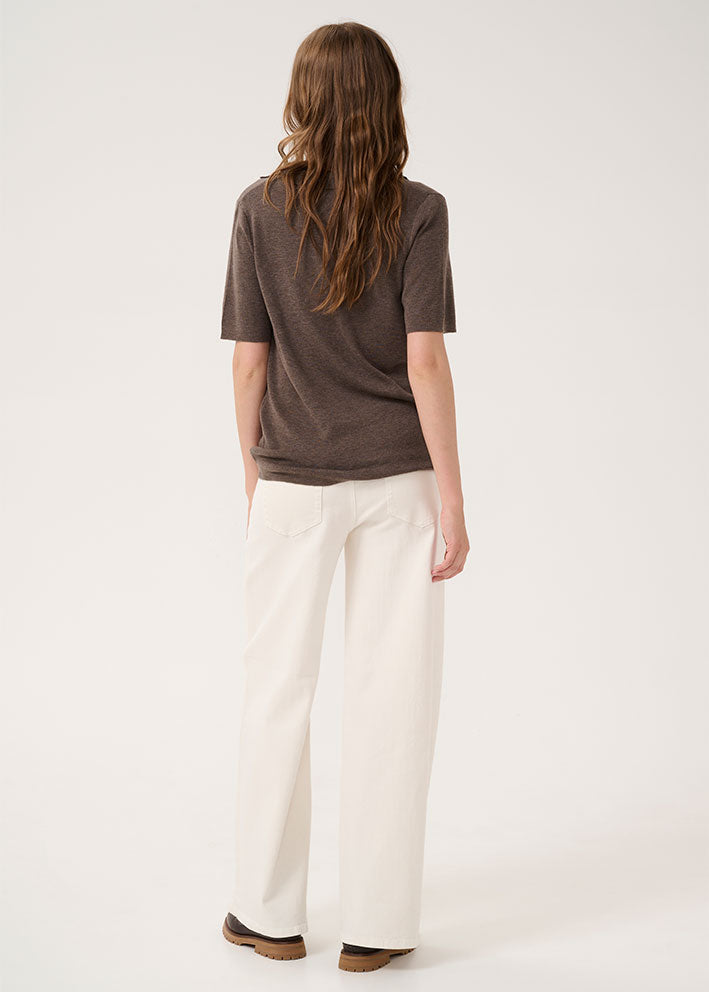 My Essential Wardrobe Polly Polo Bluse - Major Brown Melange