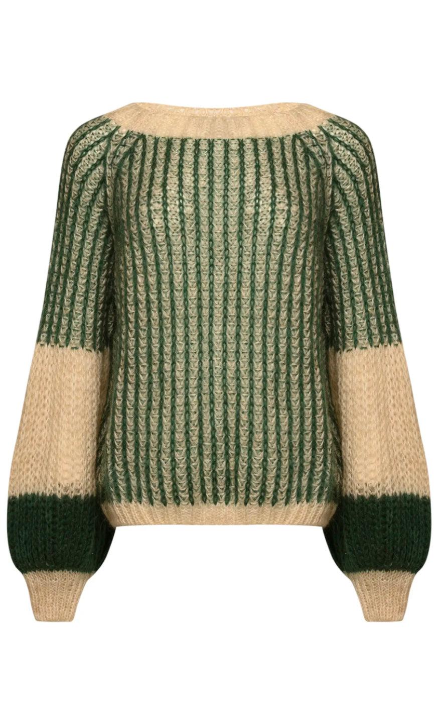 Noella Sweater - Liana - Beige/Bottle Green