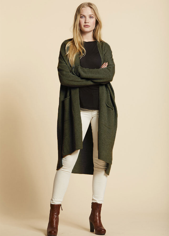 Sibin Linnebjerg Maine Cardigan 8851 Dark Melange Green Hot på udsalg
