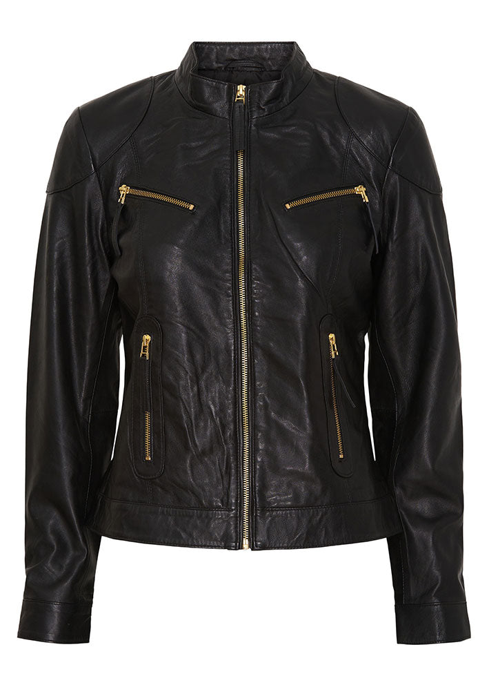 Notyz Jacket with zip pocket 10731RF Skindjakke - Black with gold