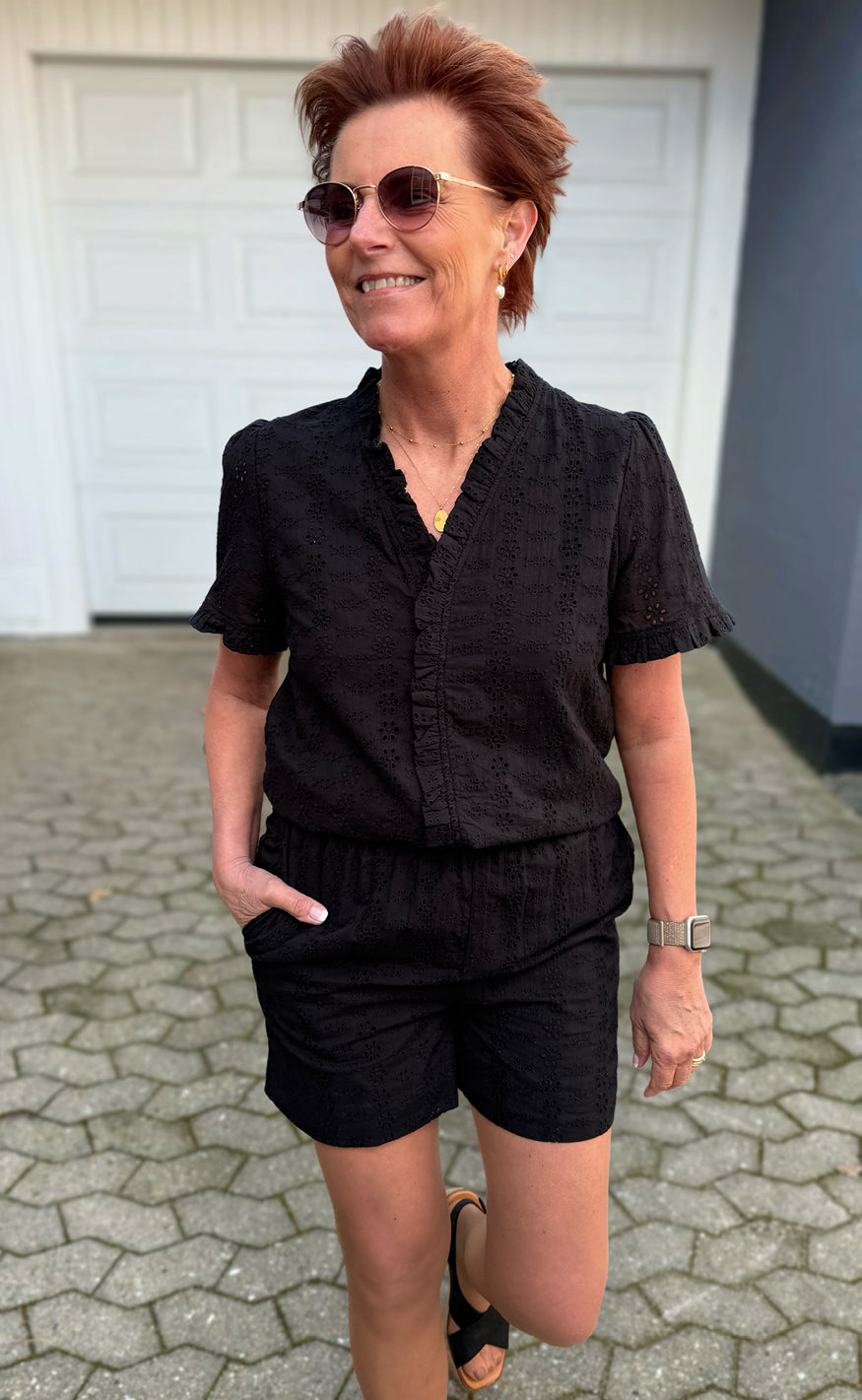 Say INA Copenhagen Shorts - Catja - Black Broderie Anglaise