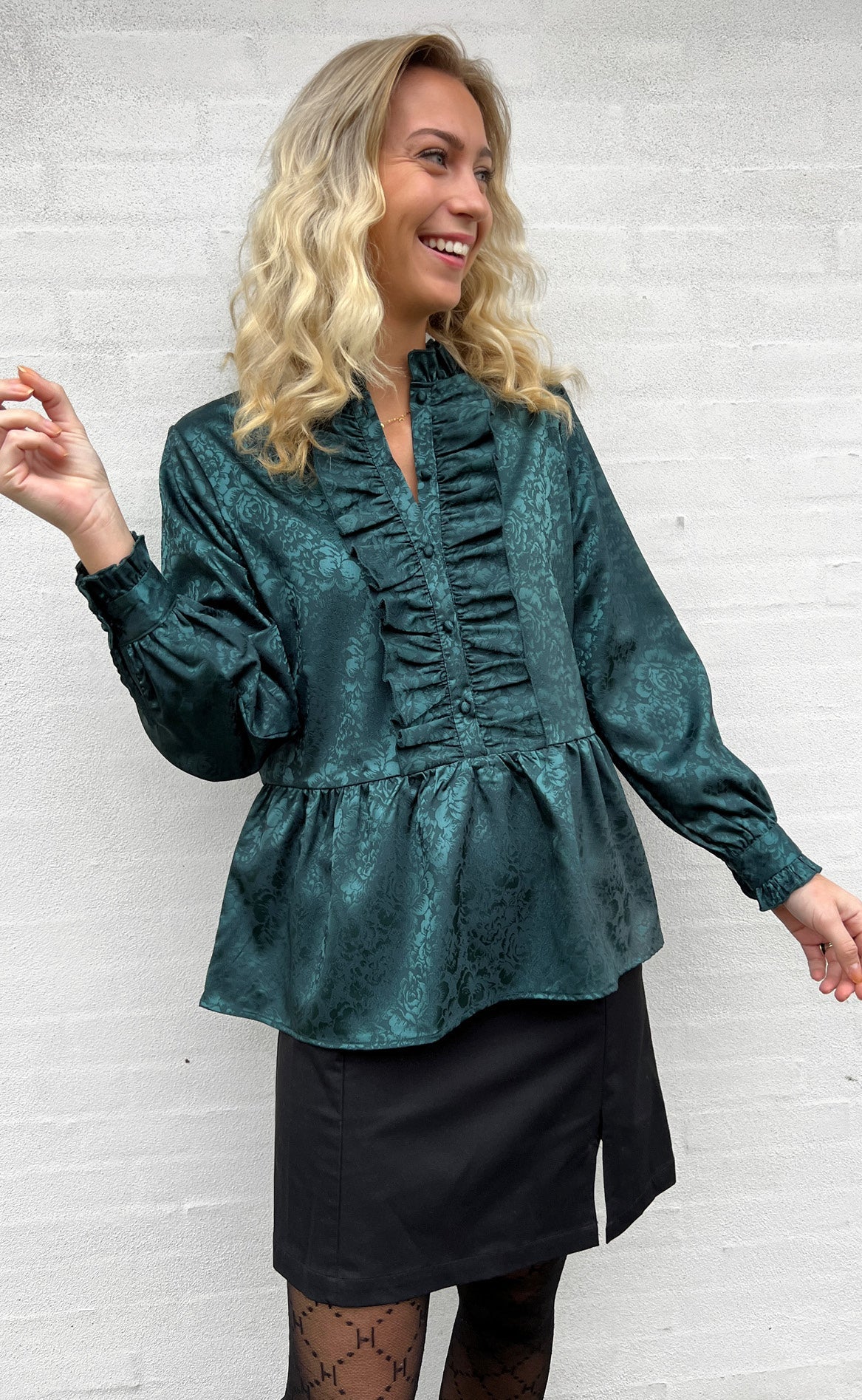 Say INA Copenhagen Skjorte - Evie - Dark Green Flower