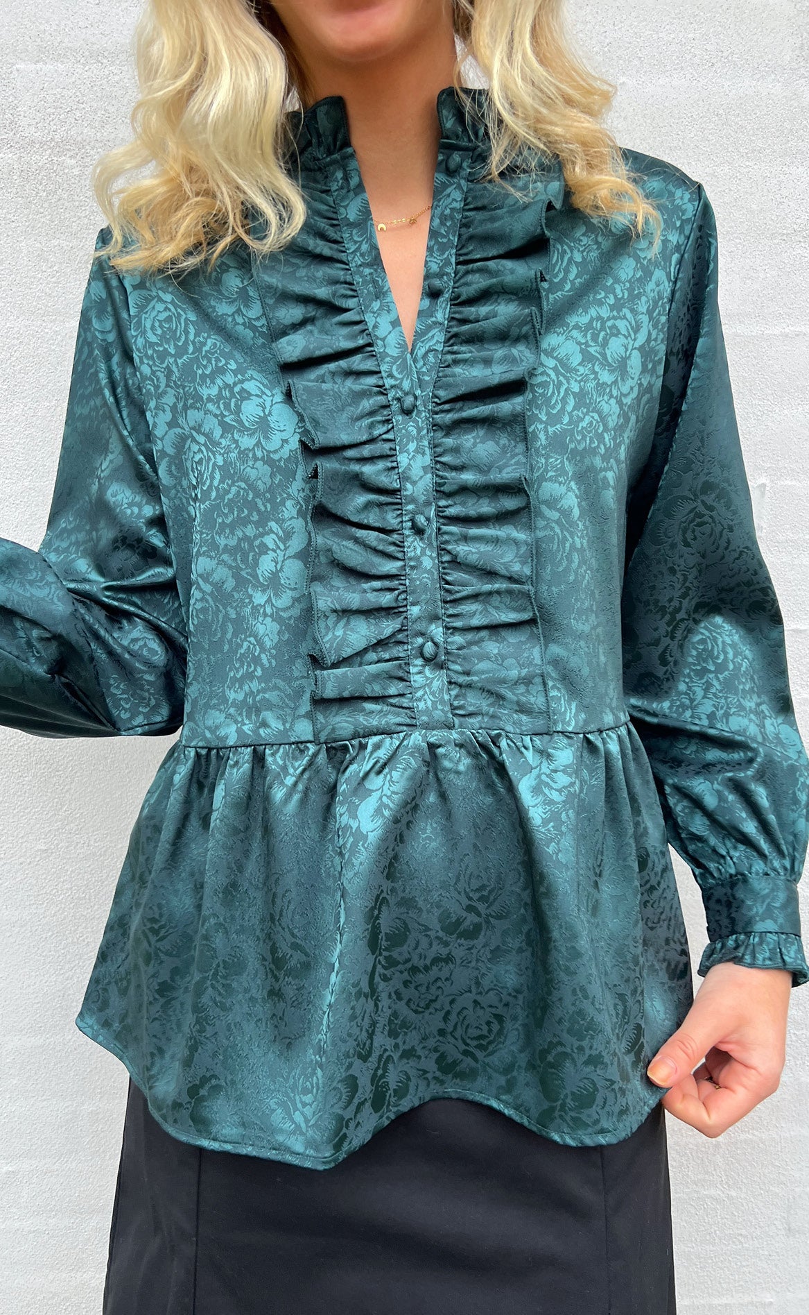 Say INA Copenhagen Skjorte - Evie - Dark Green Flower