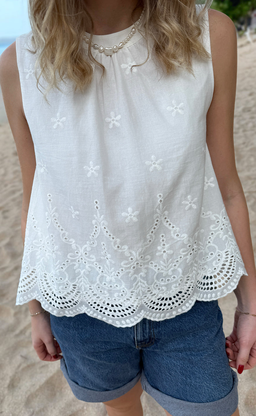 Say INA Copenhagen Top - Silja - White Broderie Anglaise