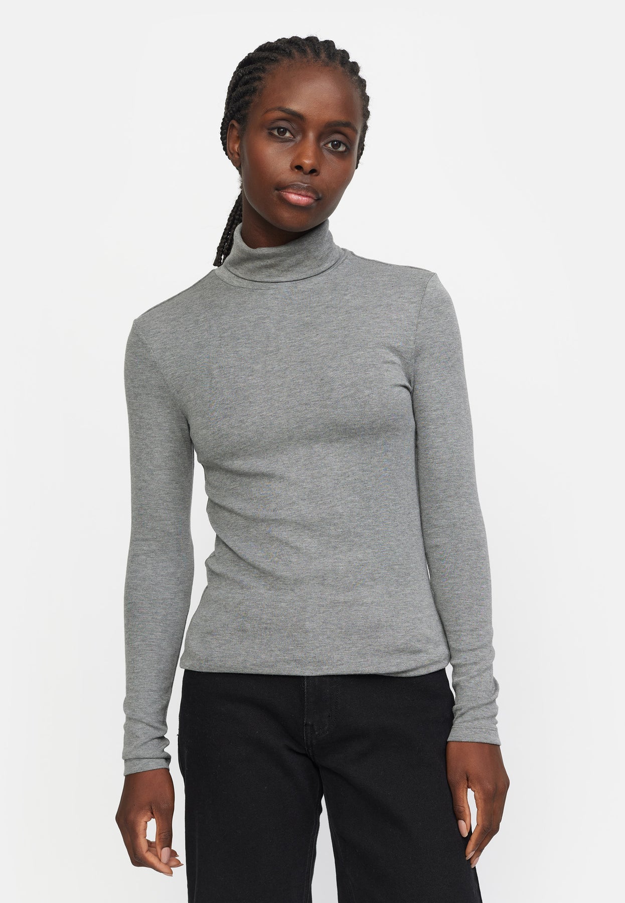 Soft Rebels Roman Roll Neck SR424-301 Medium Grey Melange