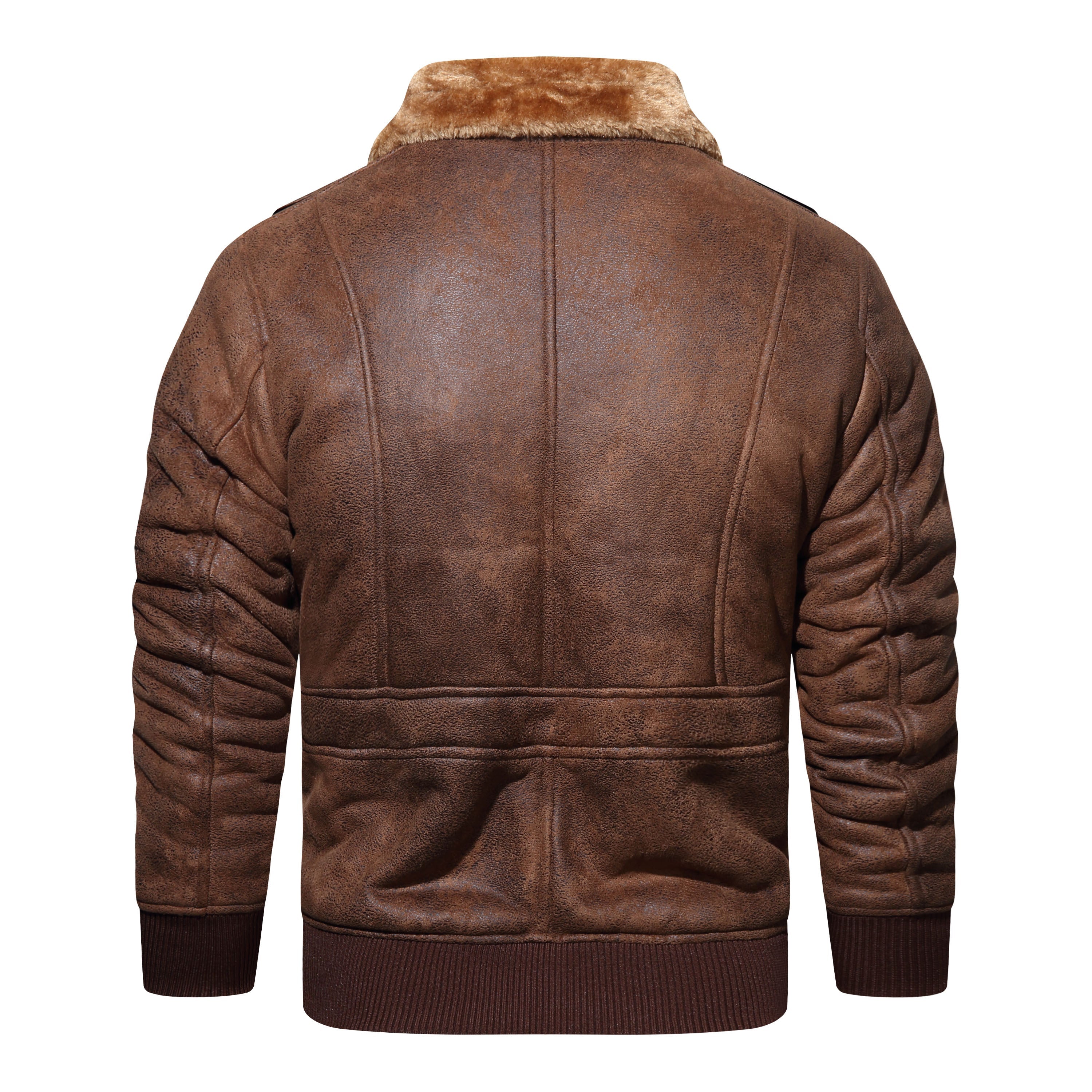 Varm fleece PU læderjakke