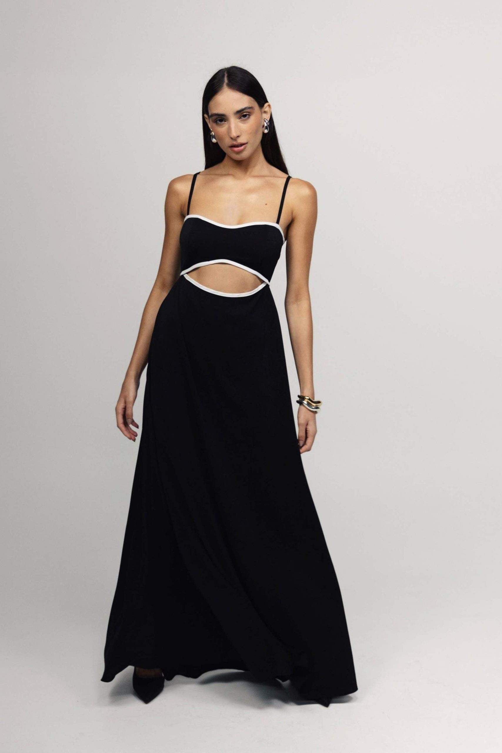 Back Bow Maxi Kjole I Sort