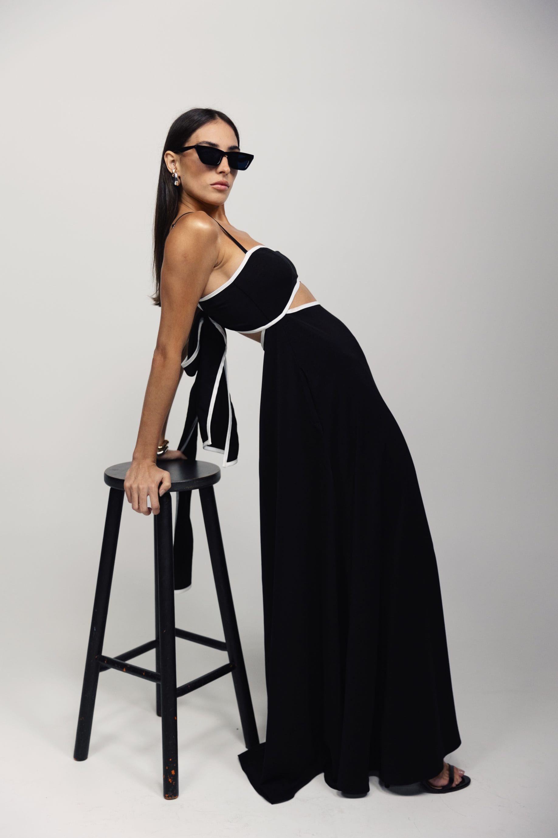 Back Bow Maxi Kjole I Sort