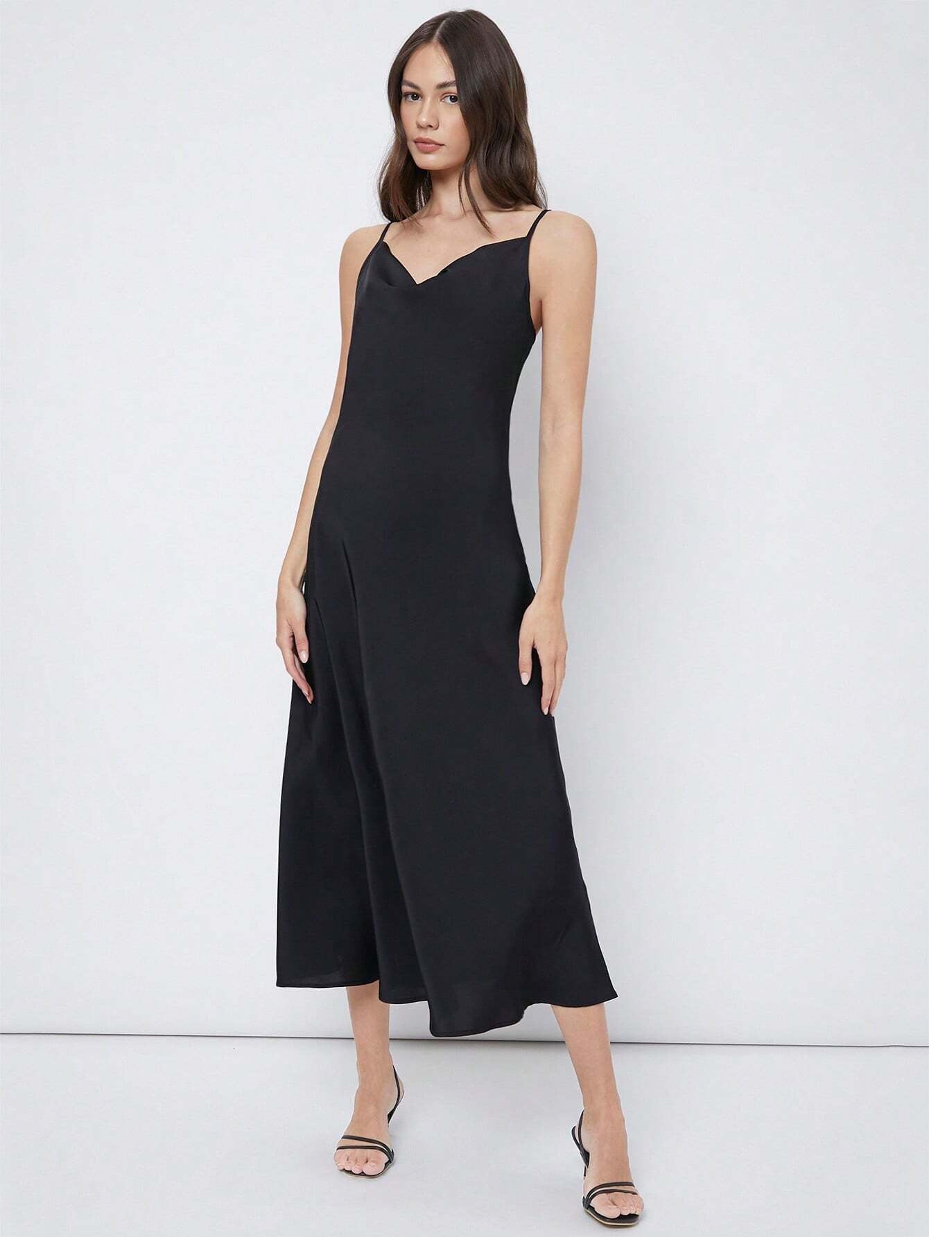 Casual satin maxi kjole