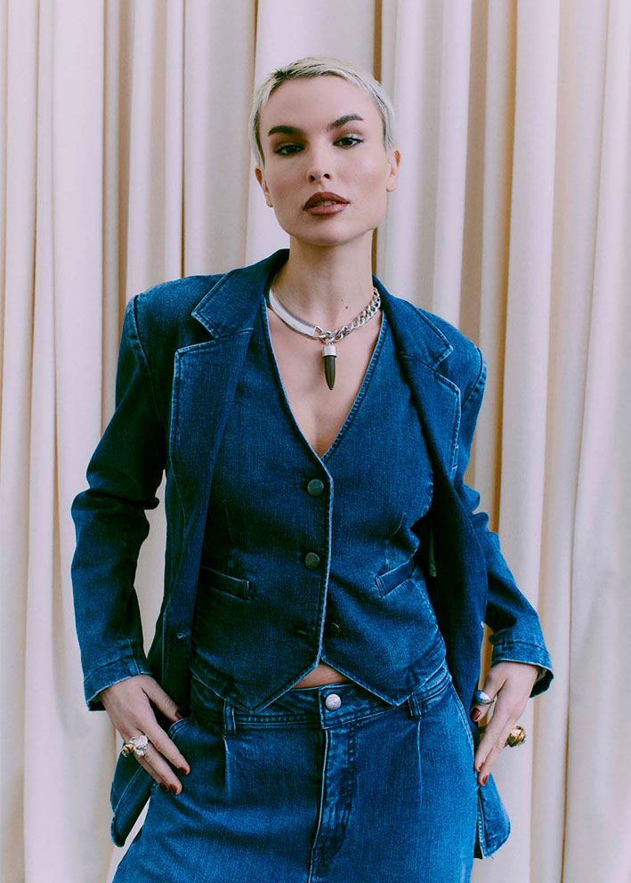 Copenhagen Muse Jean Denim Vest - Denim Blue