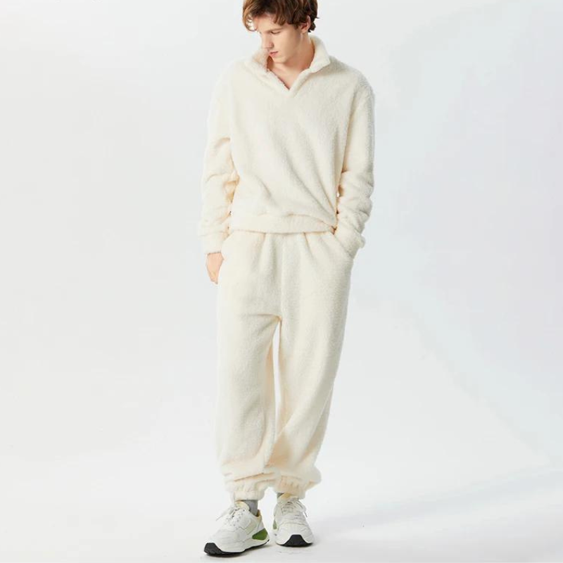 Fuzzy Fleece langærmet sweatshirt med lange bukser