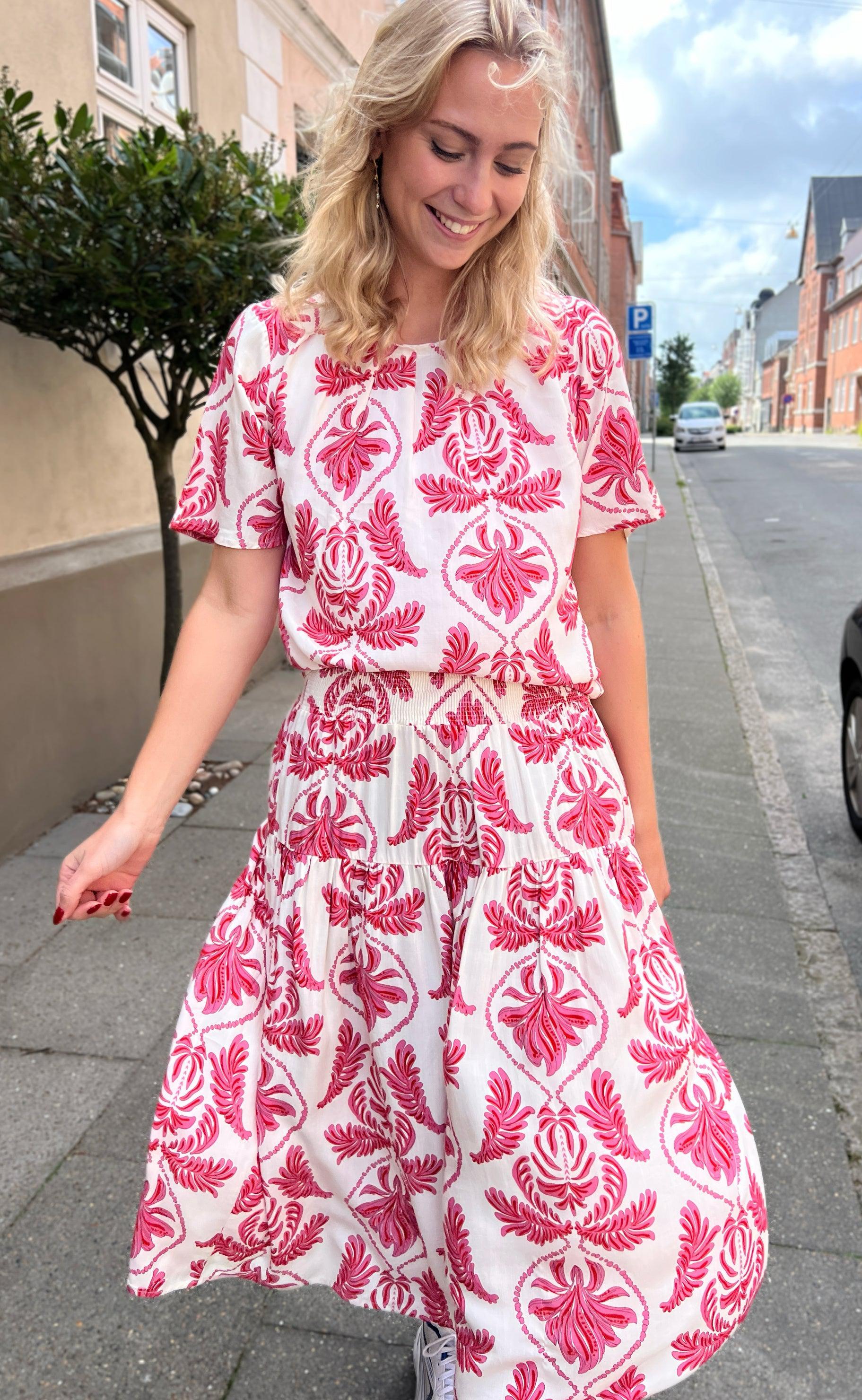 Say INA Copenhagen Nederdel - Vicky - White/Pink Paisley