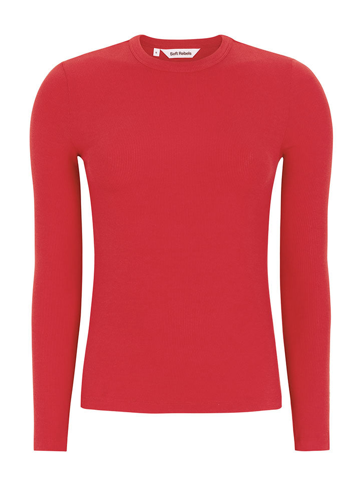 Soft Rebels Fenja O-neck T-shirt SRAW22-300 Racing Red