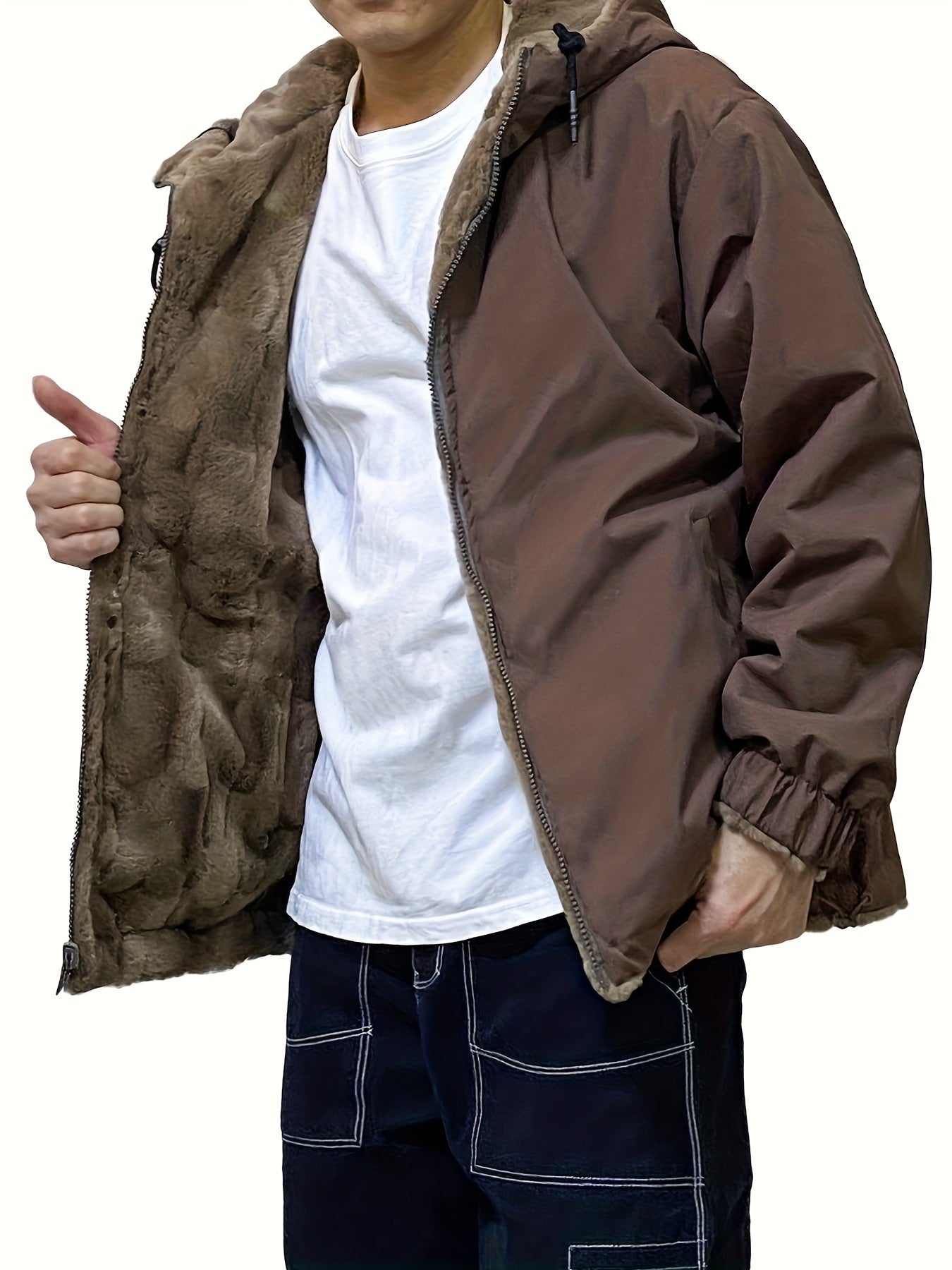 Dobbeltsidet fleece hættetrøje
