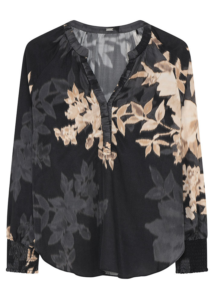 Gustav Annsofie blouse 54618 Bluse - Black w. Sand Print