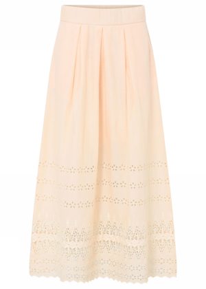 Gustav Mabell Long Pleated Skirt - Blondenederdel - Cream