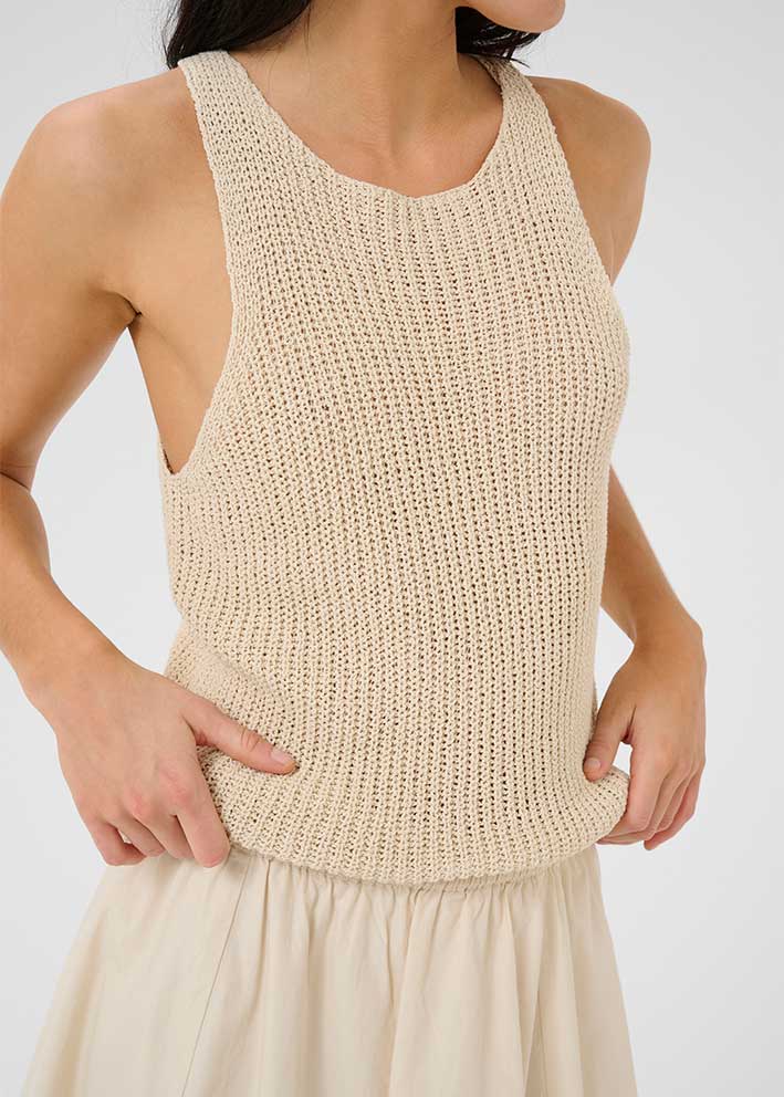 My Essential Wardrobe Diva Strik Top - Almond Milk Udsalg