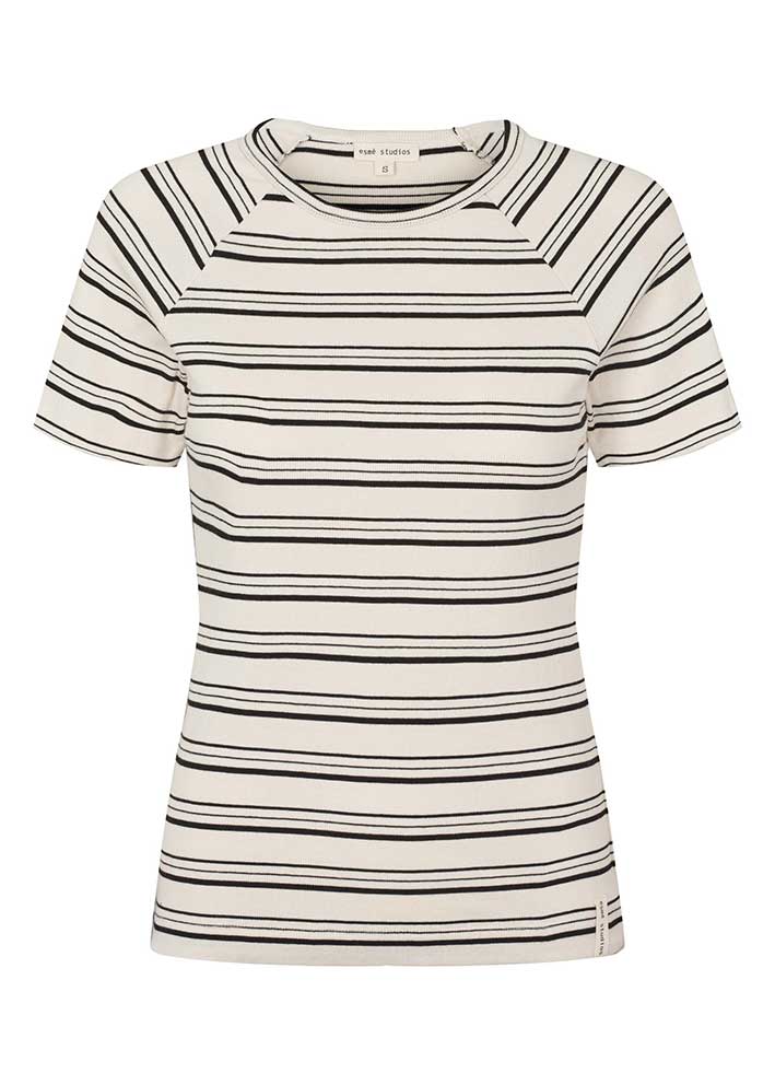 Esmé Studios Blossom SS O-neck Rib T-shirt - Black Stripe