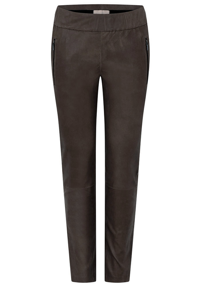 Gustav Dara stretch leather pants - Skindbukser - Dark Brown