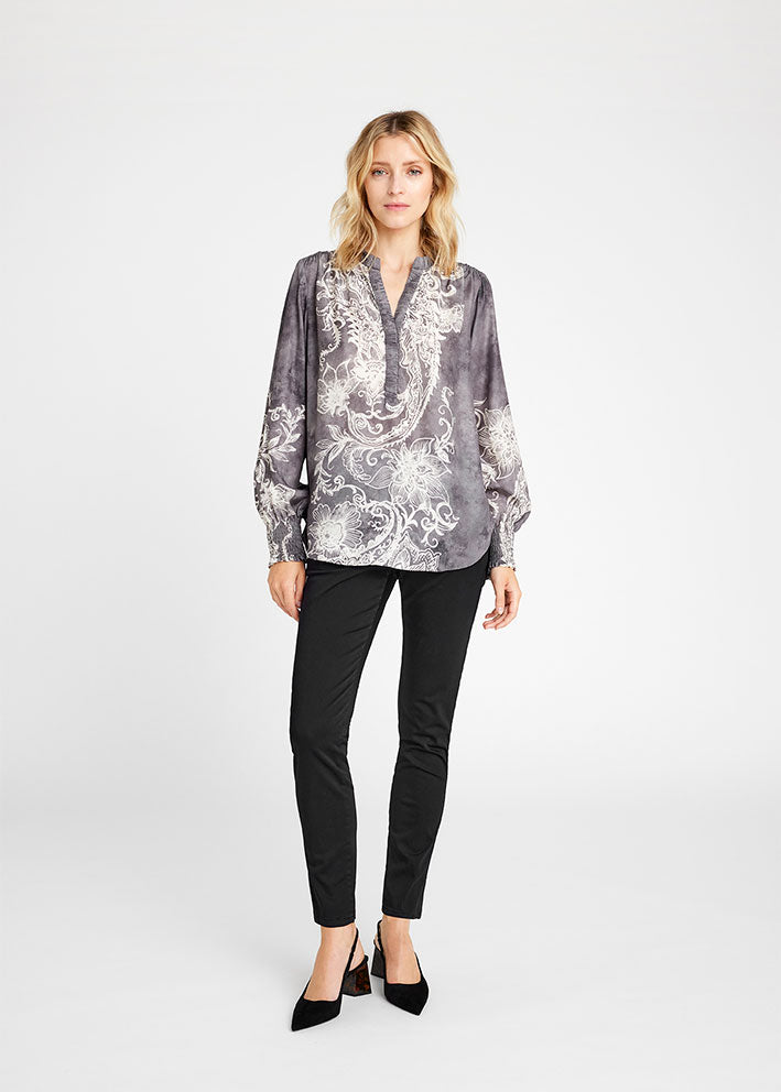 Gustav Sikka blouse 54628 Skjorte - Dark Grey w. Print