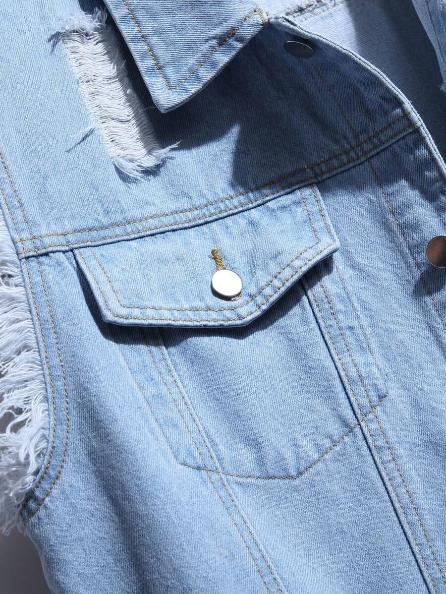 Ripped Denim blå Vest til mænd
