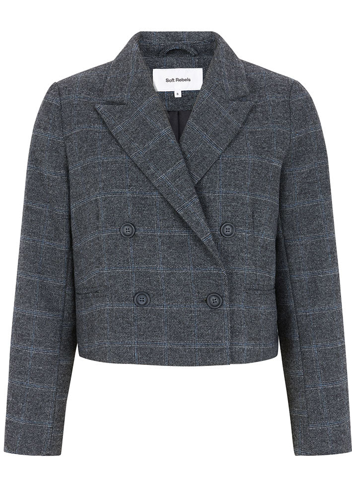 Soft Rebels Annie Blazer SR524-731 Checked Grey Melange Levere