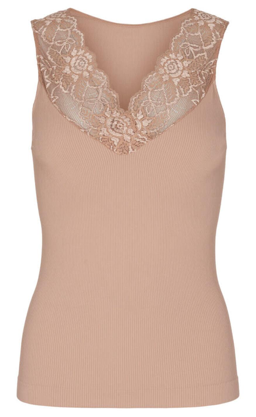 Tim & Simonsen Top - Belen V-Lace - Nude (vendbar)