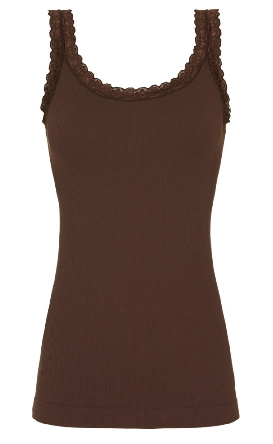 Tim & Simonsen Top - Frida Rib - Cioccolato Online nu
