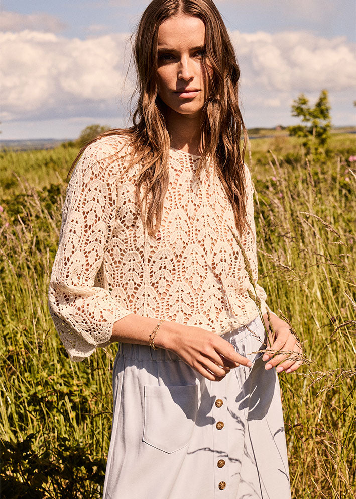 Atelier Rêve Franka Blonde Bluse - Birch Hot på udsalg