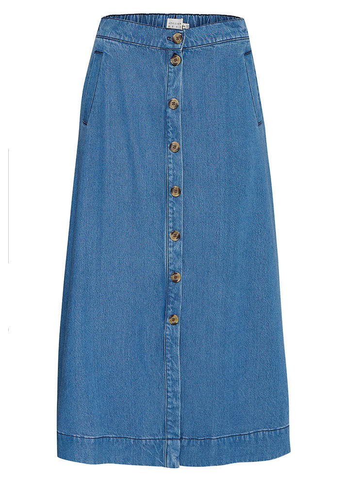 Atelier Rêve Risle Nederdel - Medium blue denim