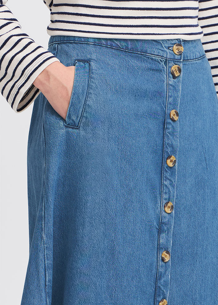 Atelier Rêve Risle Nederdel - Medium blue denim
