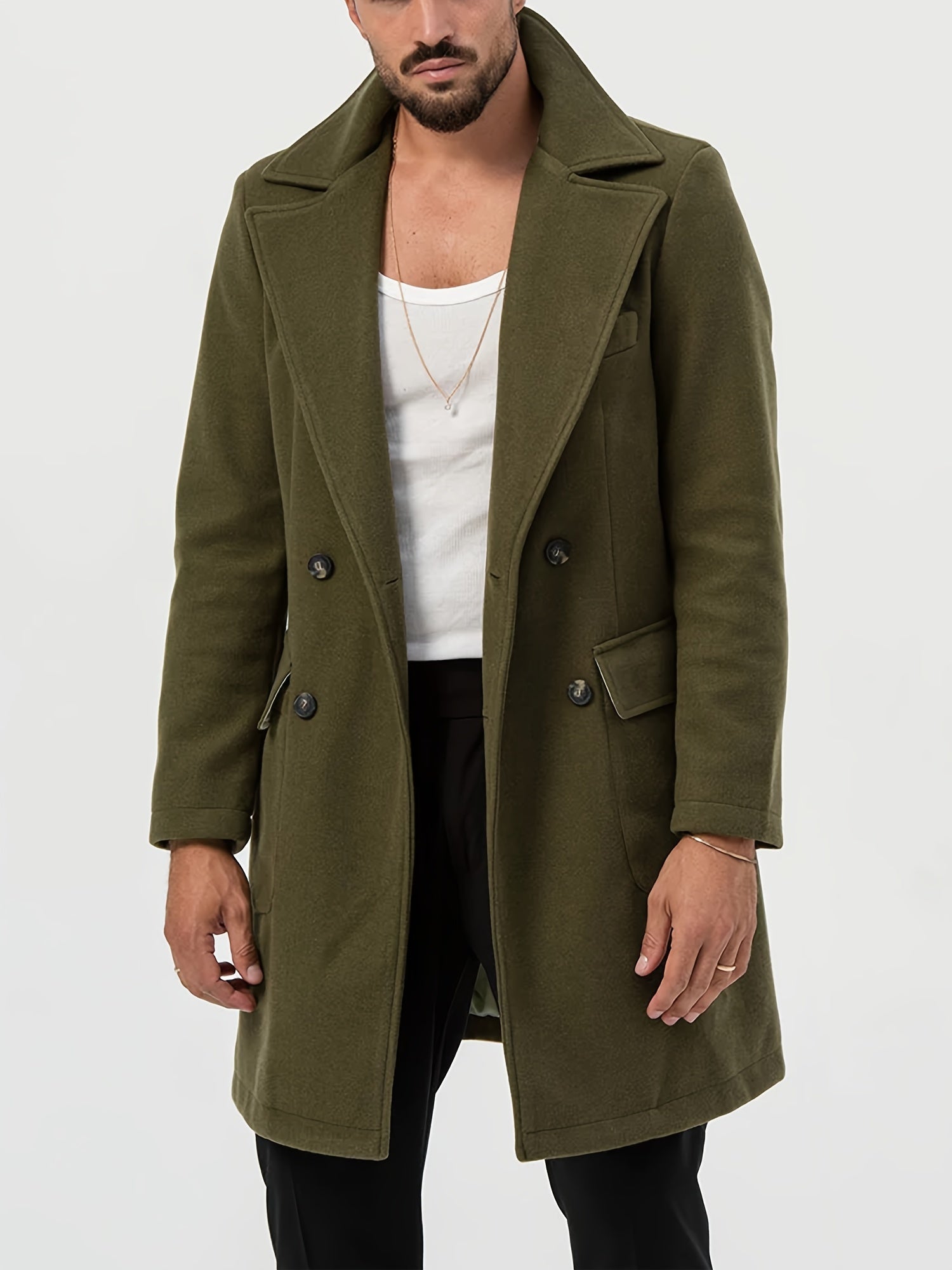 Grøn trenchcoat til mænd