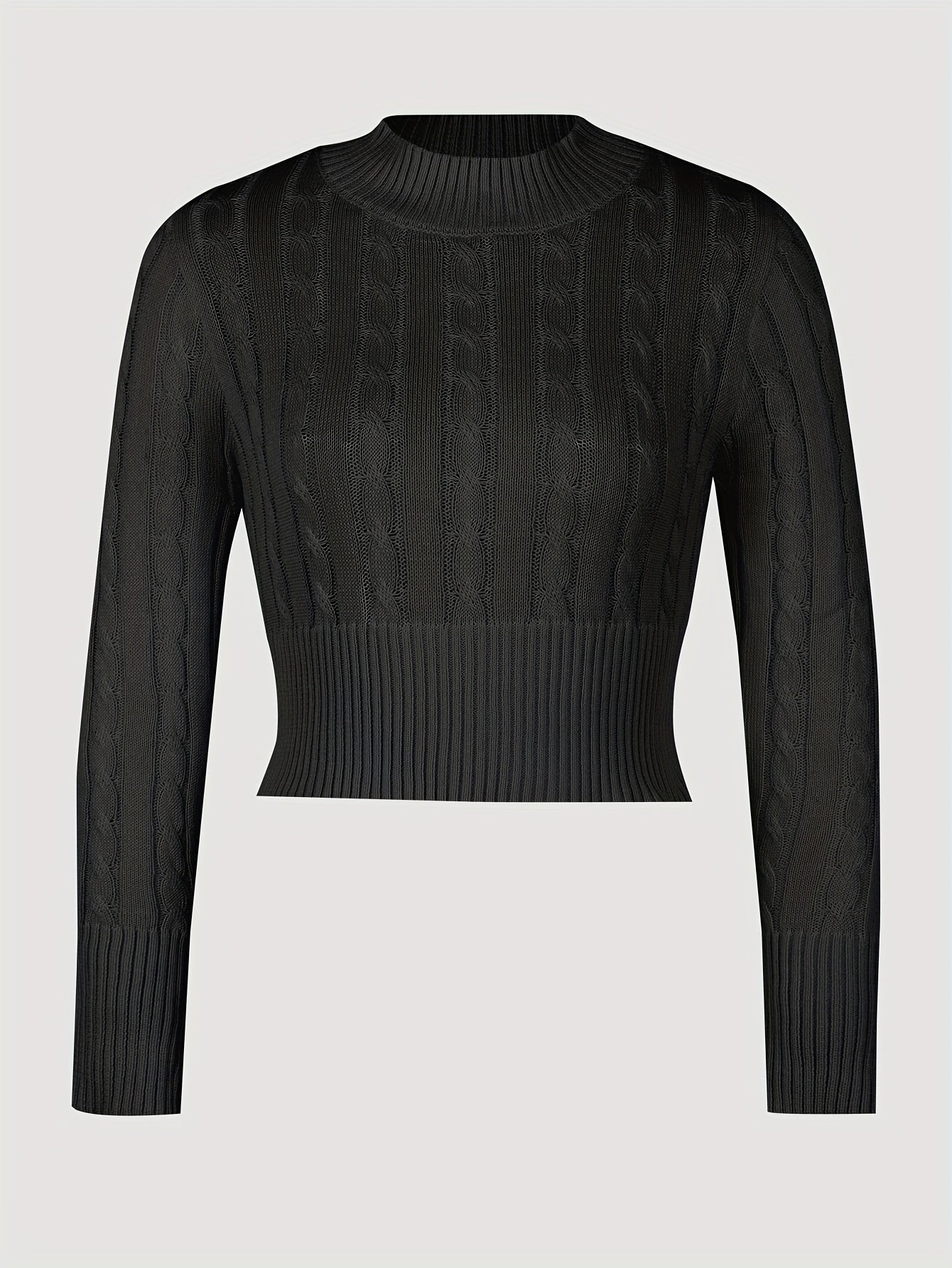 Slank cropped sweater med snoet mønster