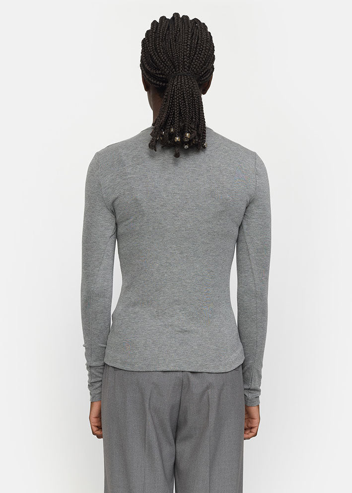Soft Rebels Roman O-neck Top SR424-300 Medium Grey Melange