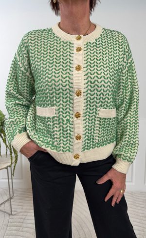 YAS Cardigan - Gea - Birch/Medium Green Online Hot Salg
