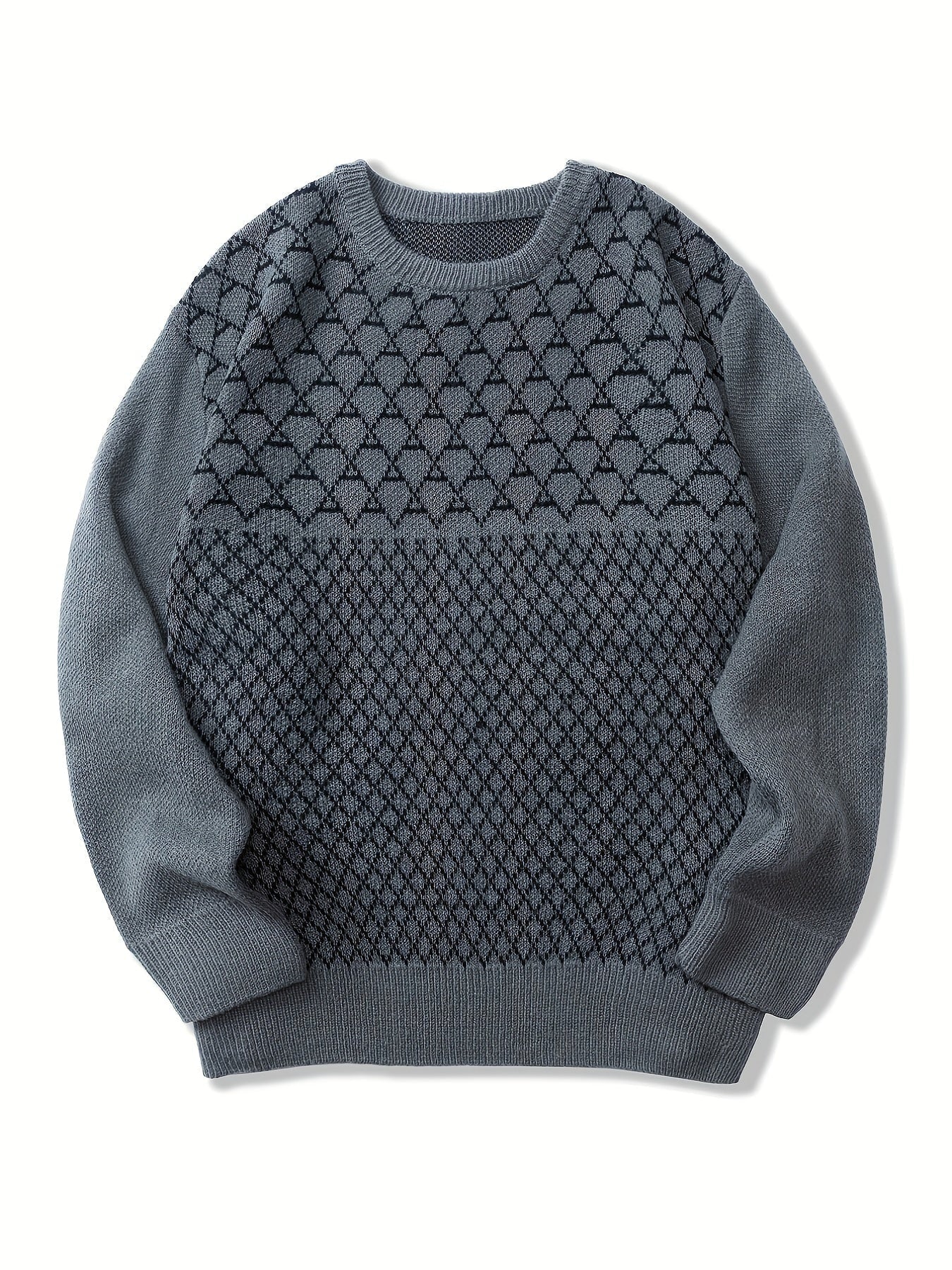 Strikket sweater med diamantmønster på udsalg