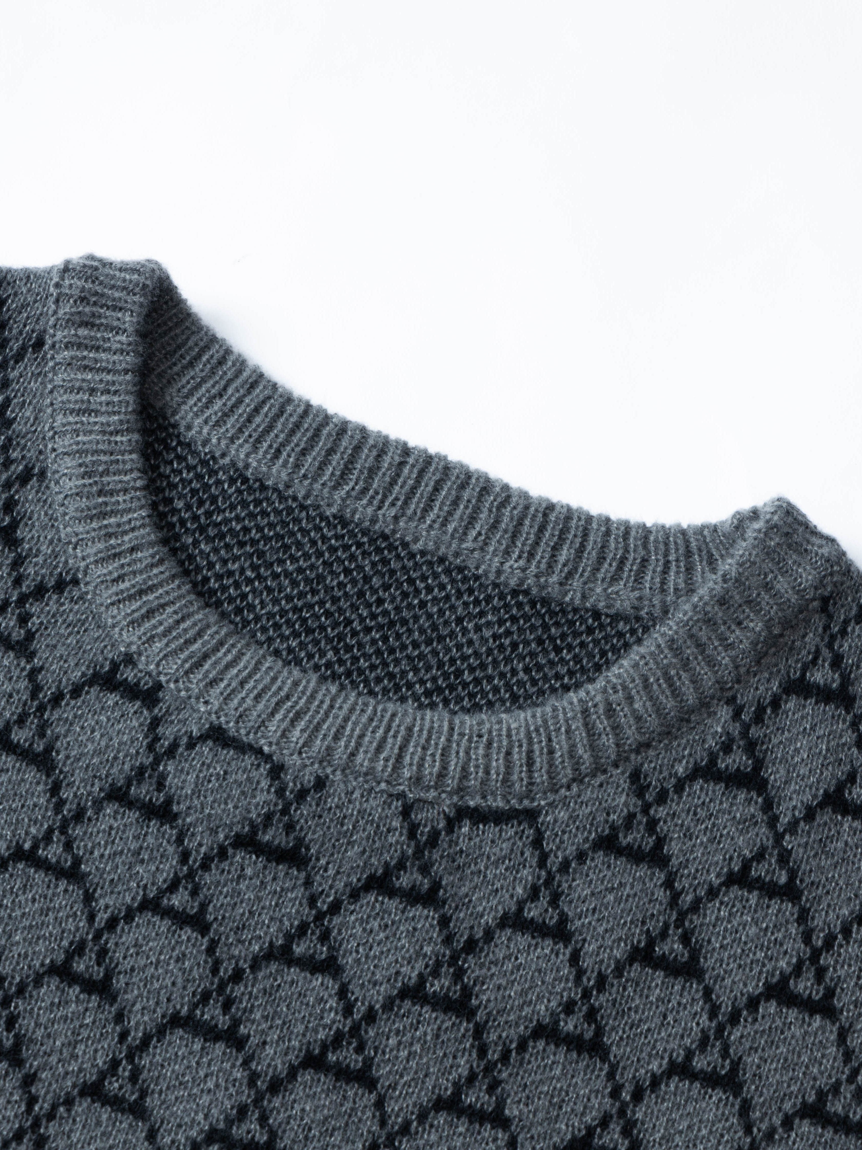 Strikket sweater med diamantmønster på udsalg