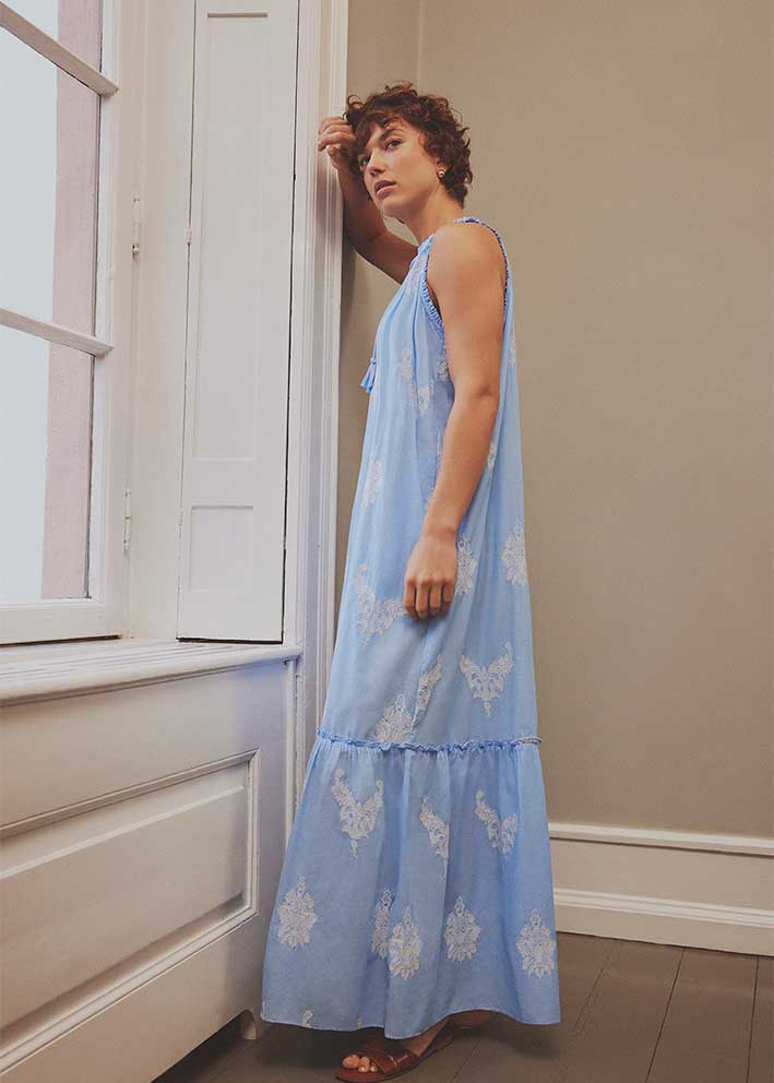 Gustav Alia long dress 57526 Kjole - Blue Chambre
