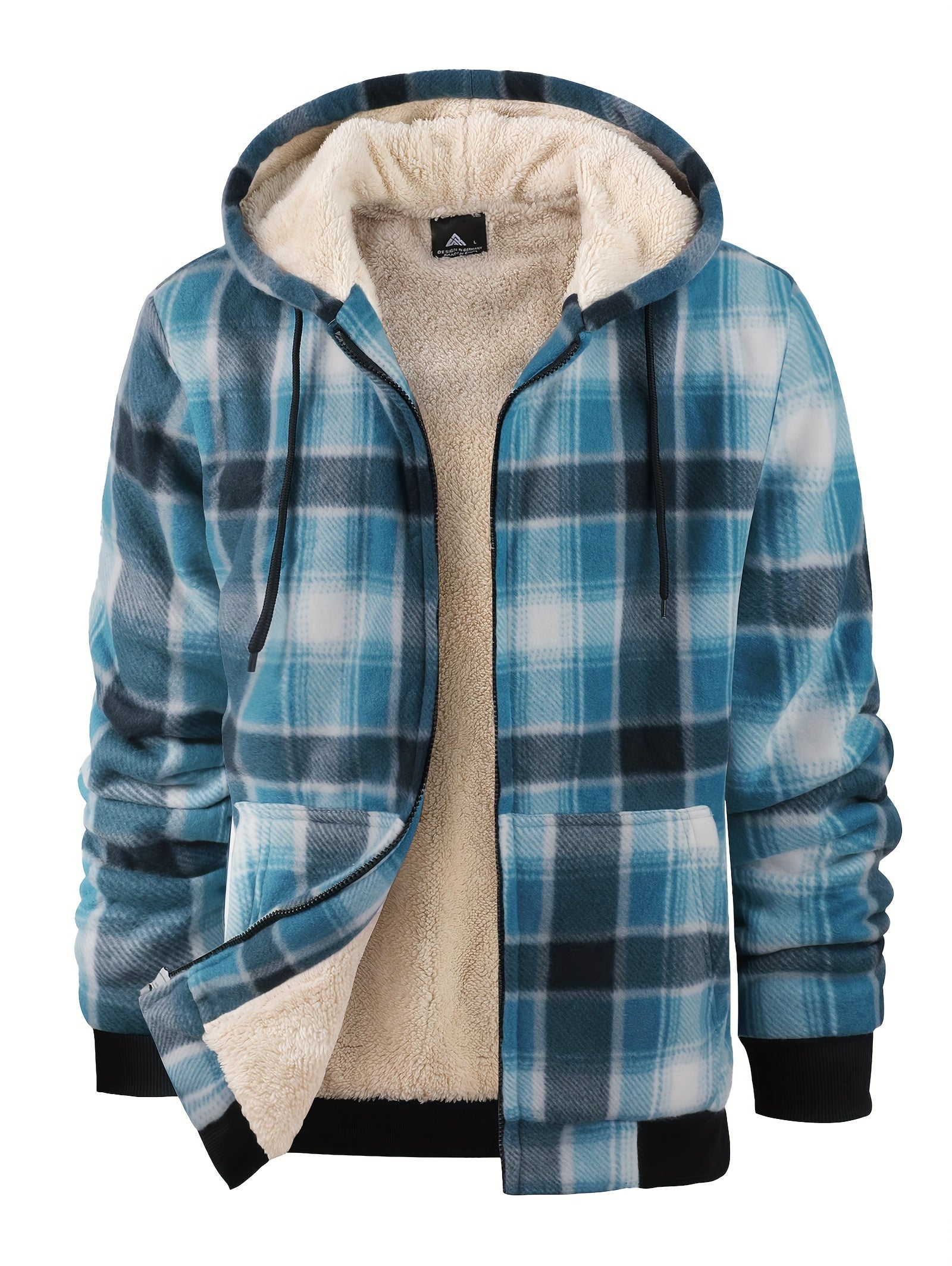 Retro fleece hættetrøje med ternet mønster Mode
