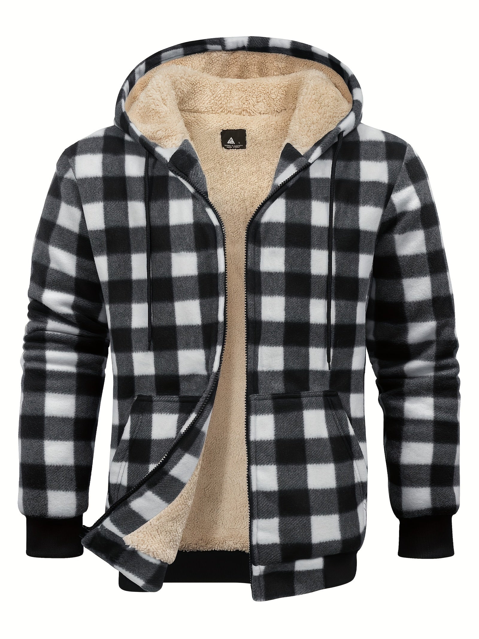 Retro fleece hættetrøje med ternet mønster Mode