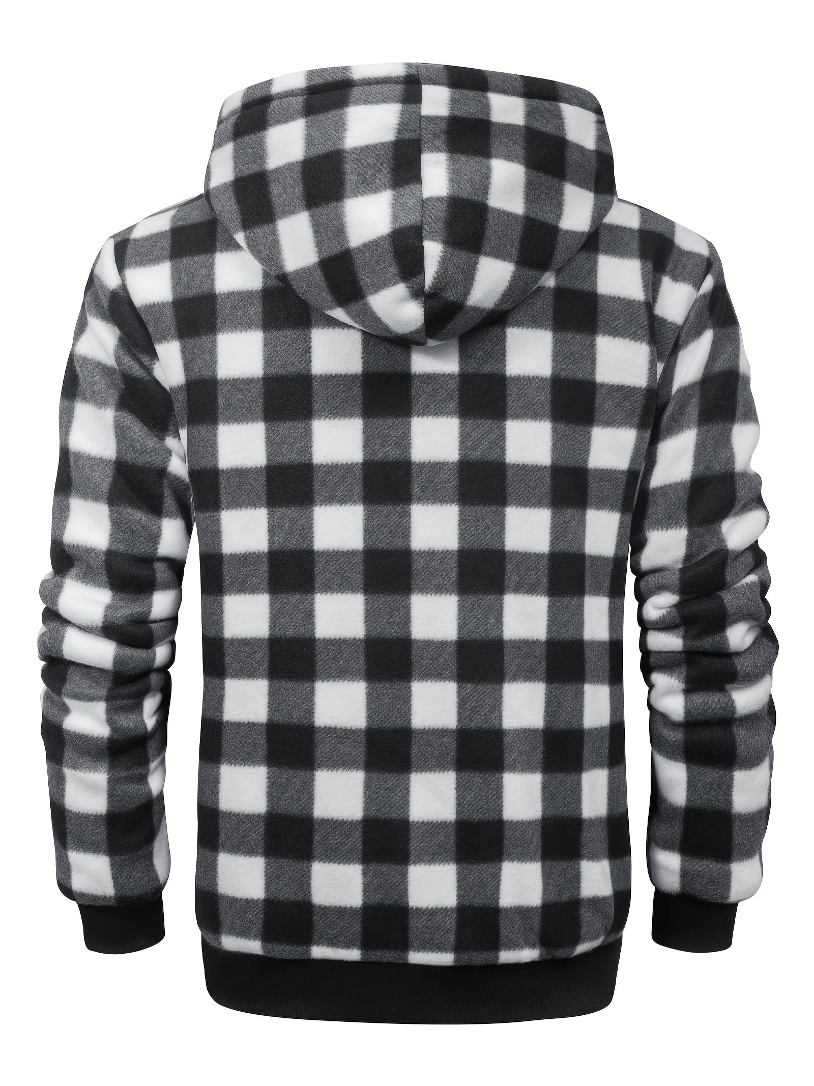 Retro fleece hættetrøje med ternet mønster Mode