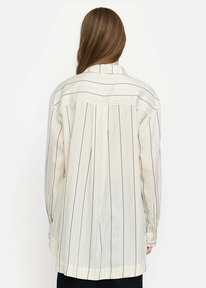 Soft Rebels Paisley Loose Shirt SR624-701 Stripes Black and Arctic Wolf