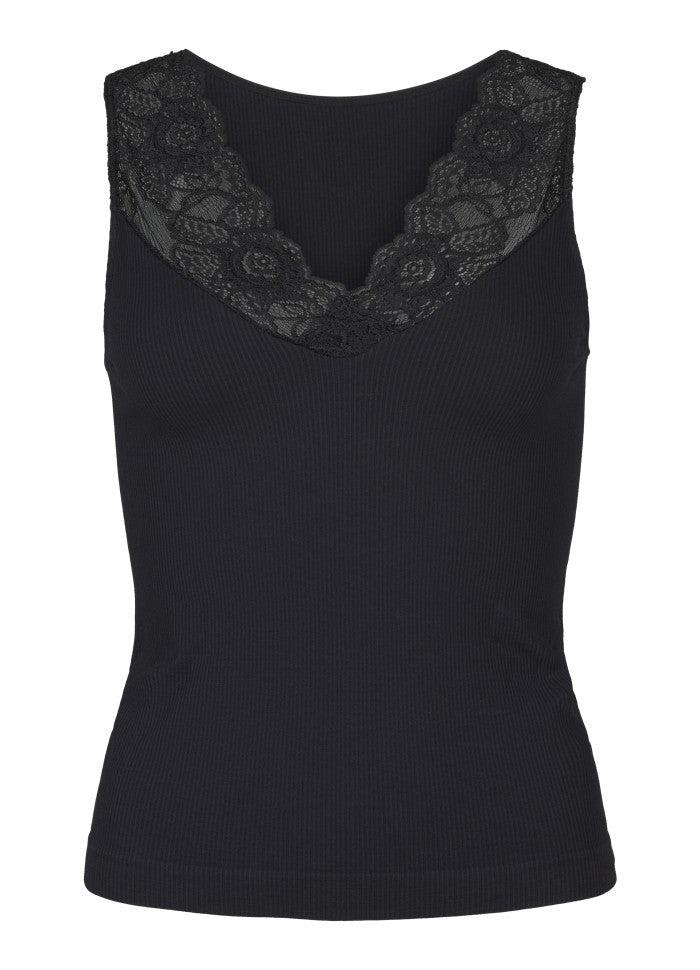 Tim & Simonsen Top - Belen V-Lace - Black (vendbar) på udsalg