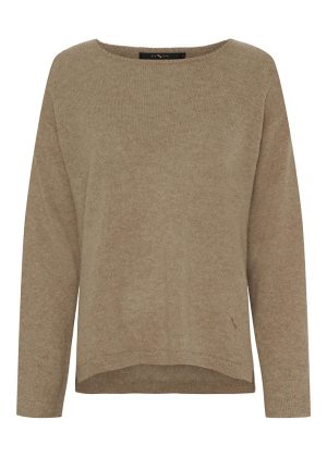 BTF CPH Pure Cashmere Boat Neck Pullover 500083 Natural Brown Levere