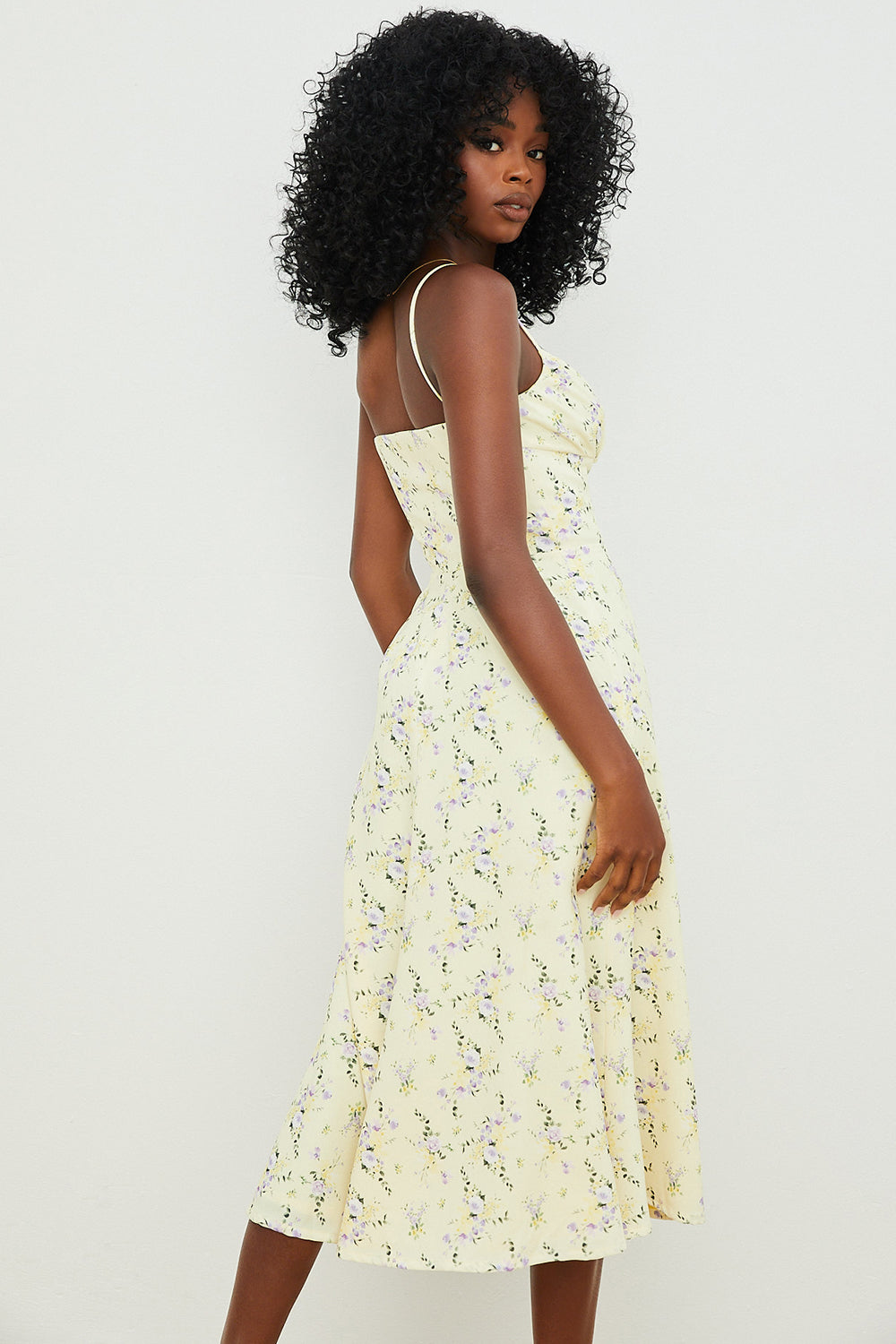 Citronblomstret Midi solkjole Online