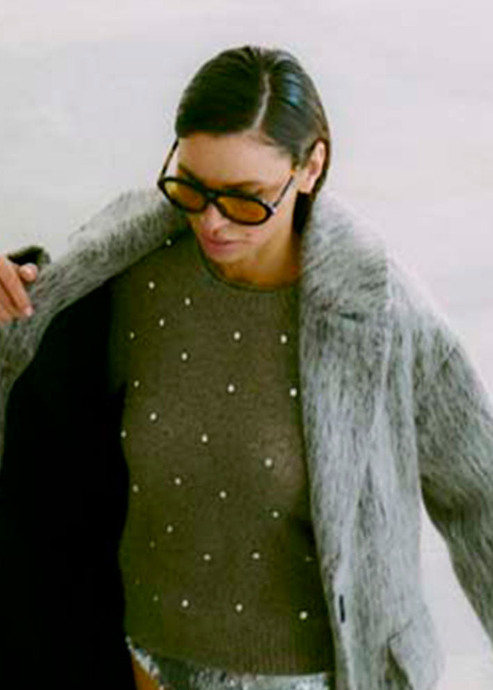 Copenhagen Muse Diamond Pullover - Timber wolf melange