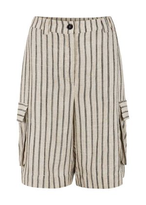 Esmé Studios Kasia Hør Shorts - Pure Cashmere Pinstripe