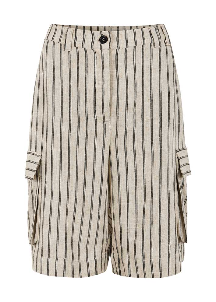 Esmé Studios Kasia Hør Shorts - Pure Cashmere Pinstripe